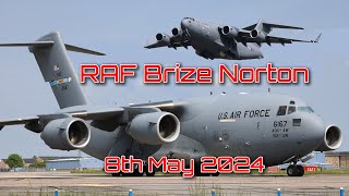 Plane Spotting at RAF Brize Norton 8th May 2024 visits from a Canadian C130J and an American C17A [upl. by Uaeb]