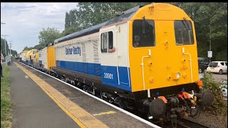 20901 amp 20905 Balfour Beatty Showing its New Paintjob Passing West Byfleet  130824 [upl. by Atinuahs]