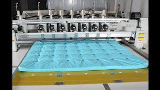 Automatic Mattress Pad Tufted by Richpeace 9 Heads Automatic Tufting Machine [upl. by Lurlene]