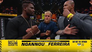 Francis Ngannou and Renan Ferreira faceoff ahead of their Oct 19 PFL fight  ESPN MMA [upl. by Kaslik]