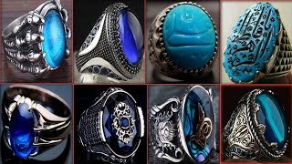 Latest Feroza Stone Silver Rings Designs For Men  Stylish Blue Stone Silver Rings For Gents [upl. by Leoline537]