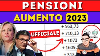 UFFICIALE TABELLA AUMENTO PENSIONI 2023 📈 TUTTI I NUOVI IMPORTI da GENNAIO  AUMENTI MINIME INVALIDI [upl. by Dnalro]