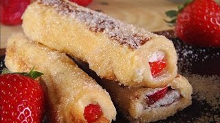 TORRIJAS RELLENAS ENROLLADAS  TOSTADAS FRANCESAS CON FRESAS [upl. by Luise]