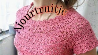 ❤ ♥️ iedereenkanhaken Howto crochet Ajourtruitje 2 bollen Action Mixed Finetutorial 🧶🧵🧶 [upl. by Nyroc]