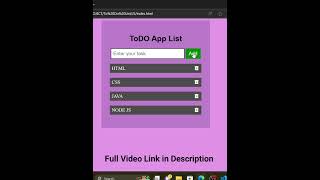 Todo List in Javascript shorts short shortsyoutube shortsviral viralvideo video [upl. by Lidstone]