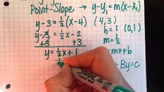 Changing Linear Forms  from pointslope form to slopeintercept amp standard form [upl. by Chas]