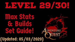 AQ3D Level 29 amp 30 Max Best Stats amp Builds Set Guide Health Attack Armor Crit Evasion Haste [upl. by Acirej]