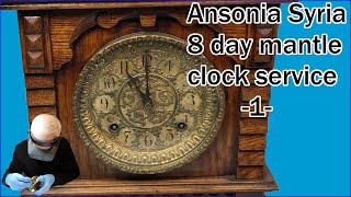 Rare 1880s Ansonia Syria 8 day mantle clock service  Part 1 [upl. by Ahsemad]