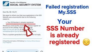 SSS number is already registered Failed registration MySSS [upl. by Wakefield672]