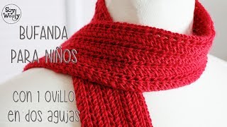 Bufanda para niños en punto Pluma dos agujas  Soy Woolly [upl. by Akcirret]