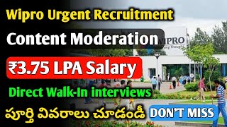 Wipro Urgent Recruitment 2024  Content Moderation WalkIn interviews Jobs in Hyderabad  Wipro [upl. by Maudie150]