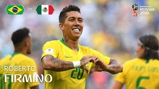 ROBERTO FIRMINO Goal  Brazil v Mexico  MATCH 53 [upl. by Ardnuasac178]