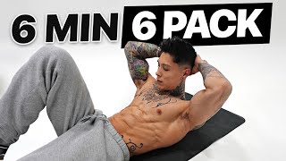 6 Minute 6 Pack ABS Workout You Can Do Anywhere No Rest [upl. by Esiole]