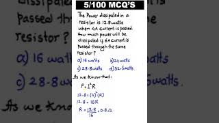 Power Dissipated in a Resistor mdcat physicsmcqs physics viral [upl. by Feune]