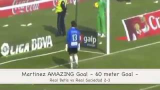 Amazing 60 meter goal Martinez Betis vs Real Sociedad 23 27112011 [upl. by Loos]