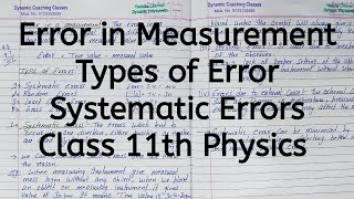 Error in Measurement Types of Error Systematic Errors Chapter 1 Units and Measurements Class 11 [upl. by Freed81]