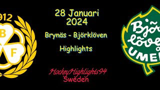 BRYNÄS VS BJÖRKLÖVEN  28 JANUARI 2024  HIGHLIGHTS  HOCKEYALLSVENSKAN [upl. by Noj360]