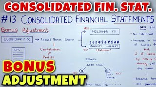 13 Consolidated Financial Statements  Bonus Adjustment  CA INTER  By Saheb Academy [upl. by Ahseikan]