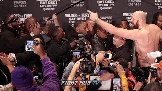 DEONTAY WILDER amp TYSON FURY ALMOST FIGHT ONSTAGE DURING FINAL PRESS CONFERENCE FACE OFF [upl. by Annehsat935]