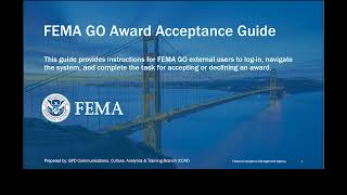 FEMA GO Award Acceptance Guide [upl. by Noisla]