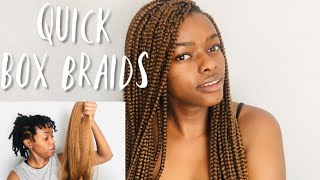 QUICK BOX BRAIDS ON 4C HAIR  COLOUR 30 [upl. by Namso]