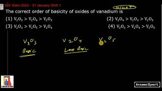 The correct order of basicity of oxides of vanadium is [upl. by Sassan865]