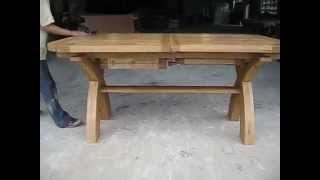 18  23  28m Double Butterfly Extending Country Oak X Leg Oval Ended Table  Top Furniture [upl. by Arlette]