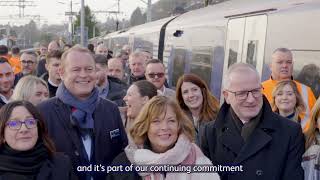 Transport Minister takes first electric passenger train on GlasgowBarrhead line [upl. by Huber848]