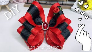 CLÁSICO LAZO INVERTIDO CON LISTÓN DE 5 cm 🎀🤩 lazos navideños colores navideños 🎄🎅 [upl. by Asikal]