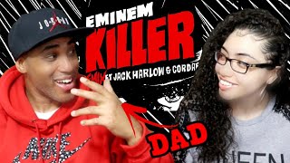 MY DAD REACTS TO Eminem  Killer Remix Official Audio ft Jack Harlow Cordae REACTION [upl. by Lavine51]