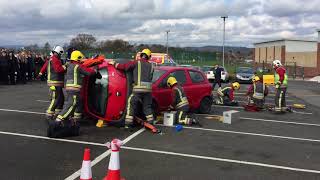 Fire Service cut Outwood Academy Students out of car in graphic demonstration [upl. by Jansson]