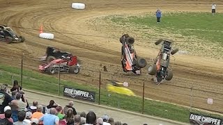 SPRINT CARS at Lincoln Park Speedway  Massive Crashes and Close Dirt Track Racing [upl. by Eckblad]