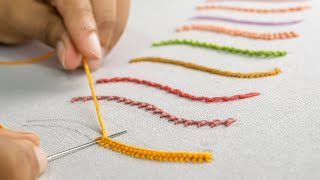 Stem stitch amp Outline stitch  Beginners hand embroidery stitches flosstube video tutorial [upl. by Lenaj329]