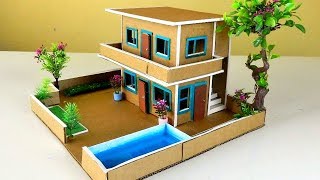 Making A Beautiful Cardboard Mansion House 66  Easy Crafts From Cardboard [upl. by Yetty]