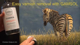 How to remove varnish from an oil painting in an easy way using Gamsol [upl. by Terza]