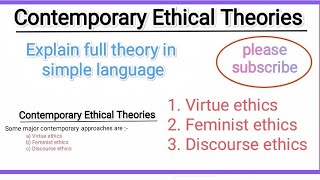 contemporary ethical theories virtue ethics feminist ethics discourse ethics business ethics [upl. by Esila]