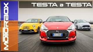 Abarth 595 Competizione vs DS 3 Performance vs Ford Fiesta ST200 la sfida in pista [upl. by Iatnohs]