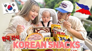 Trying KOREAN Snacks For the First Time  Carlyn Ocampo [upl. by Filmer]