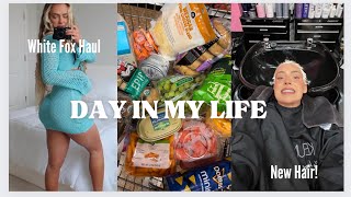 DAY IN MY LIFE VLOG  White fox boutique try on haul NEW HAIR running errands groceries etc [upl. by Raimund]