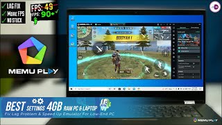 MEmu Emulator Best Settings For Free Fire in 4 gb RAM PC amp Laptop [upl. by Onaicul968]