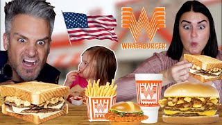 Brits Try Real WHATABURGER for the first time WOW [upl. by Pilar]