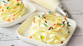 Buttercream Frosting Without Icing Sugar  No Condensed Milk  Less Sweet Buttercream Recipe [upl. by Lorre]