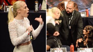 quotYOU STUPID SLUquot  ASTRID WETT TRIES TO FIGHT ALEXIA GRACE IN PRESS CONFERENCE  KSI VS FURY [upl. by Oinotnaocram]