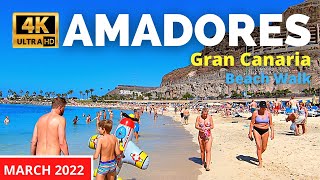 Gran Canaria Amadores Beach Walk Spain 4K  March 2 2022 Canary Islands [upl. by Hsihsa163]