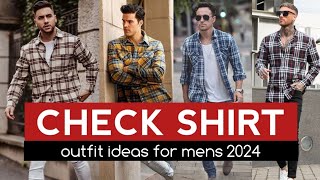 CHECK SHIRT Outfit ideas for Men  2024 🔥 flannel shirt outfits [upl. by Ellak]