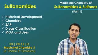 Sulphonamides Medicinal Chemistry Part 1 Chemistry SAR Mechanism of action of Sulfonamide [upl. by Tor]