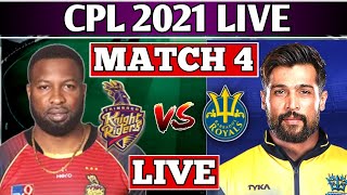 🔴CPL LIVE Trinbago Knight Riders vs Barbados Royals MATCH 4 LIVE  TKR vs BR LIVE match commentary [upl. by Ahsekin]