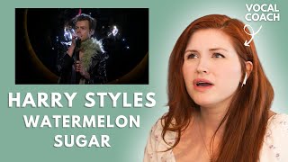 HARRY STYLES I watermelon sugar LIVE I vocal coach reacts [upl. by Annaili]