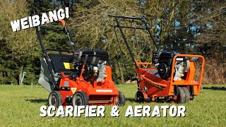 WEIBANG Intrepid 384RB Scarifier amp WB457AB Aerator  How To Scarify and Aerate Your Lawn [upl. by Ayihsa106]