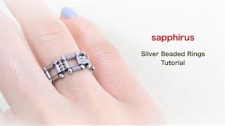 【ハンドメイド】シルバービーズリングの作り方 ビーズステッチ Silver Beaded Rings Tutorial [upl. by Ecirahc355]